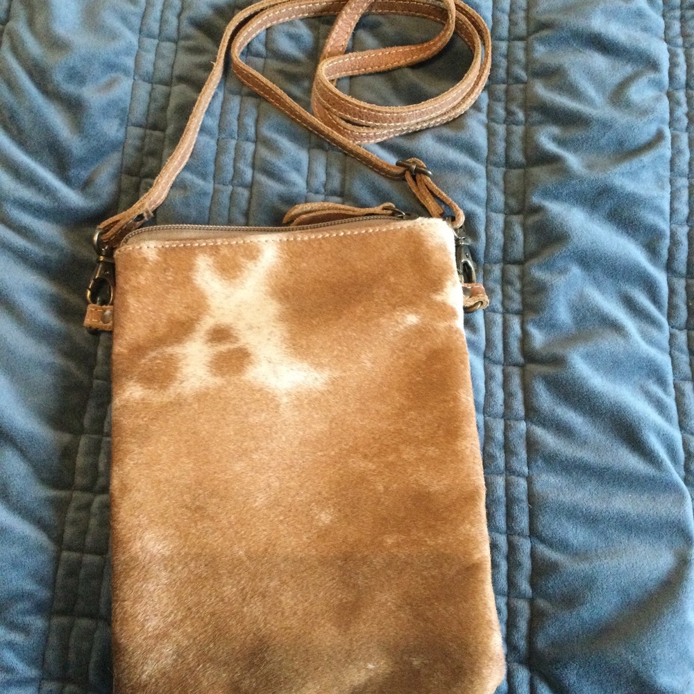 Myra cowhide and leather cross body bag